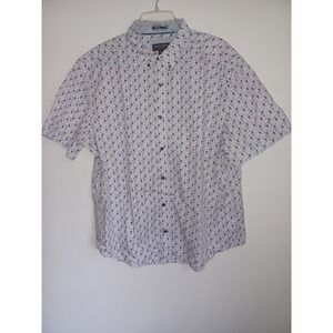 Johnston&Murphy Scull Ancor Helm Print Cotton Button Down Short-Sleeve Shirt XXL